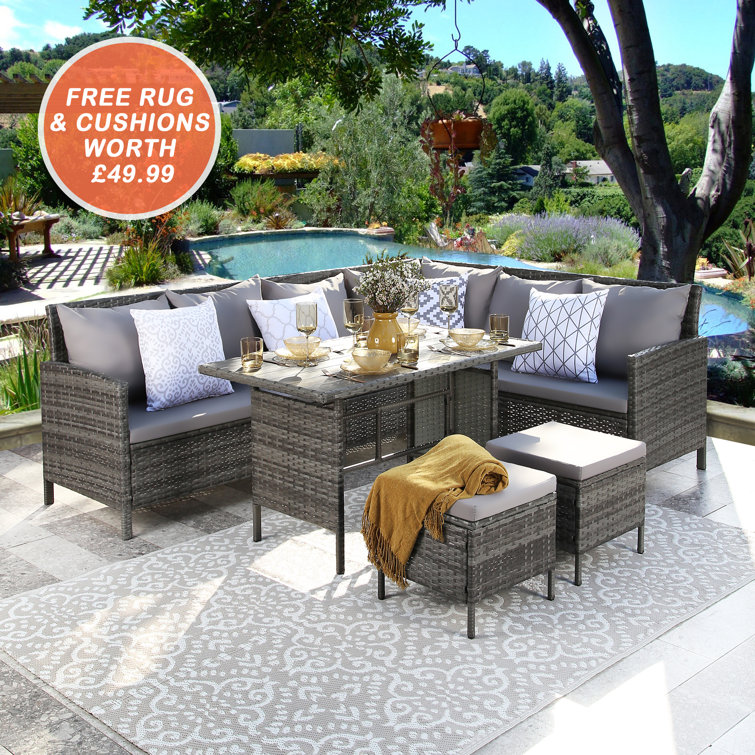 Brayden Studio Adidev Rattan Wicker 9 Person Seating Group with